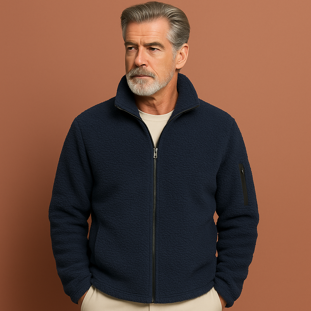 Men's fleece jacket with hood for cold days | Bram