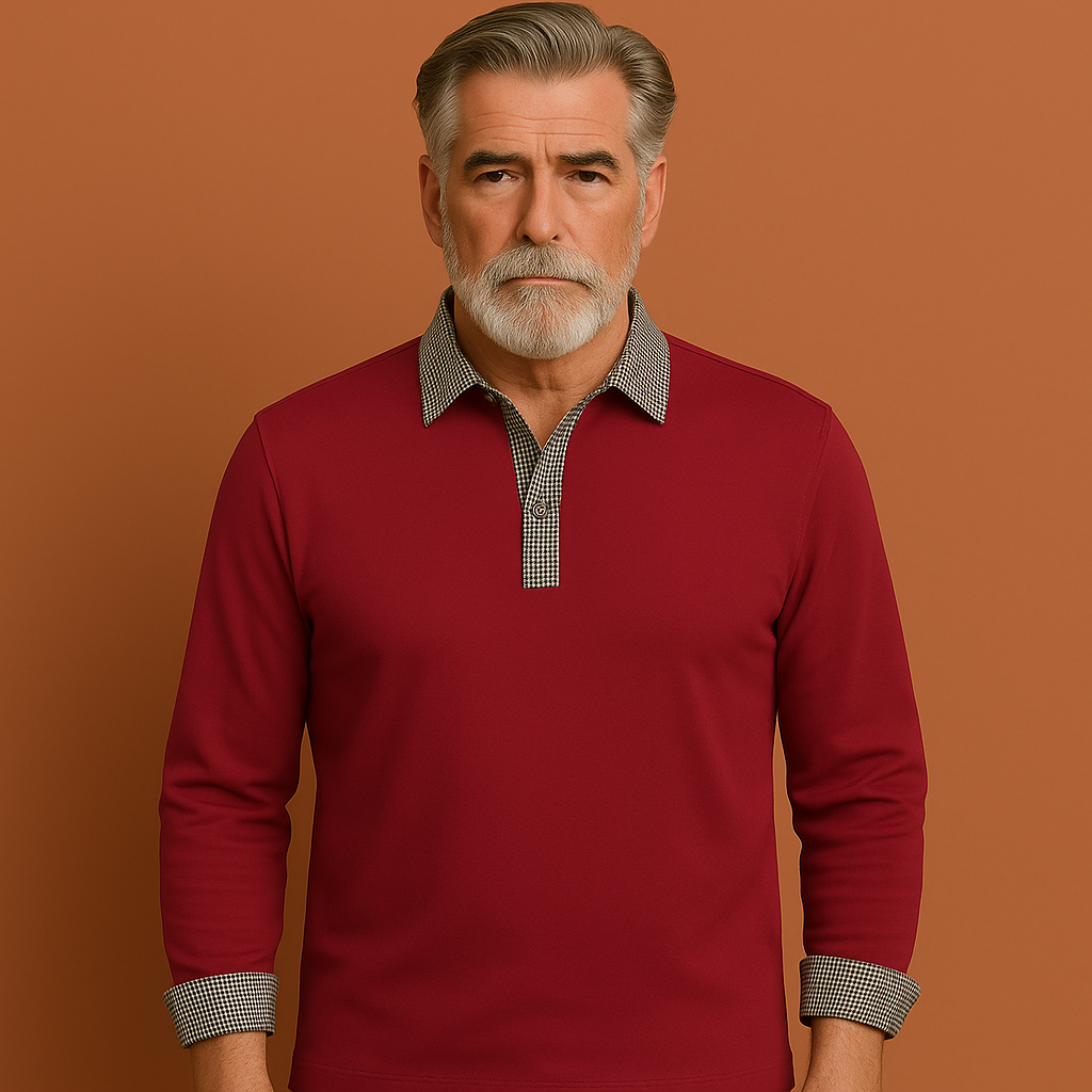 Long Sleeve Polo with Contrasting Details for Men | Diederik