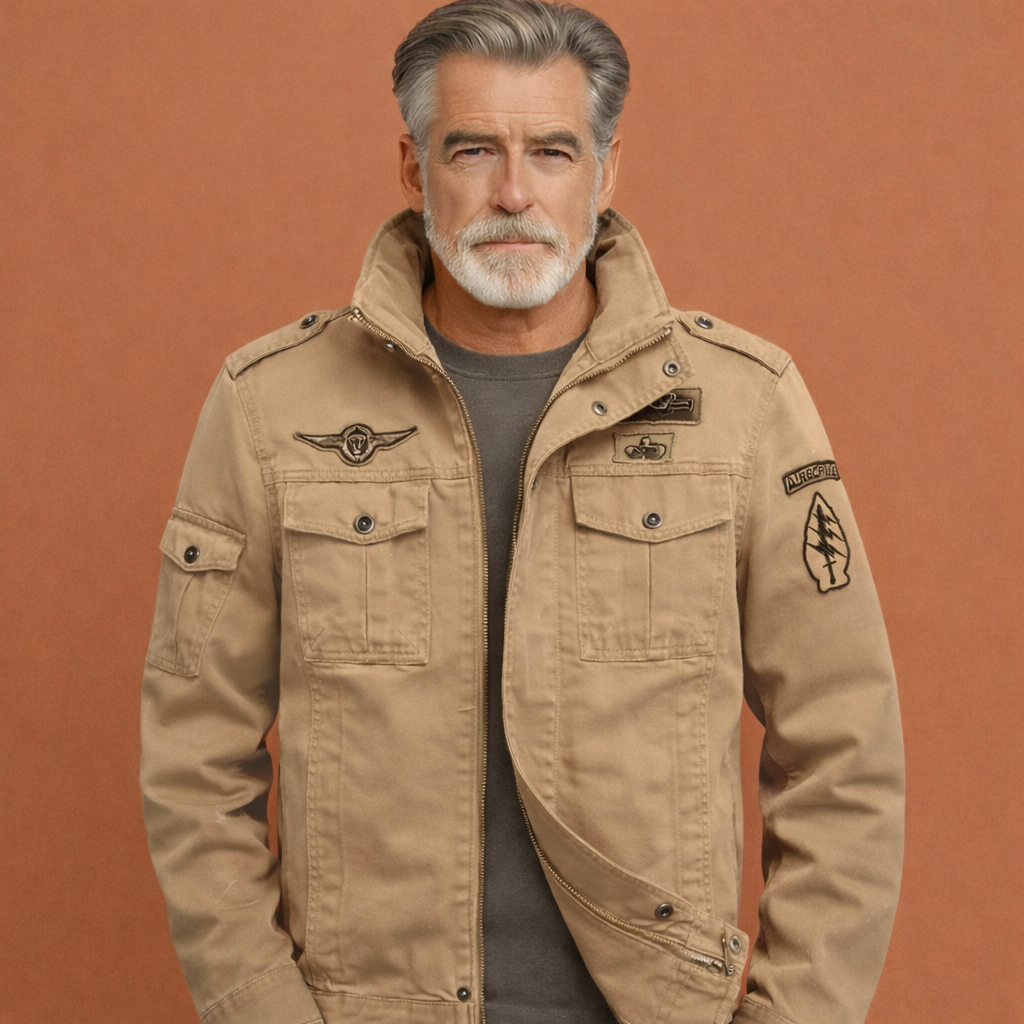 Bomber jacket with stand-up collar and multiple pockets for men | IJsbrand