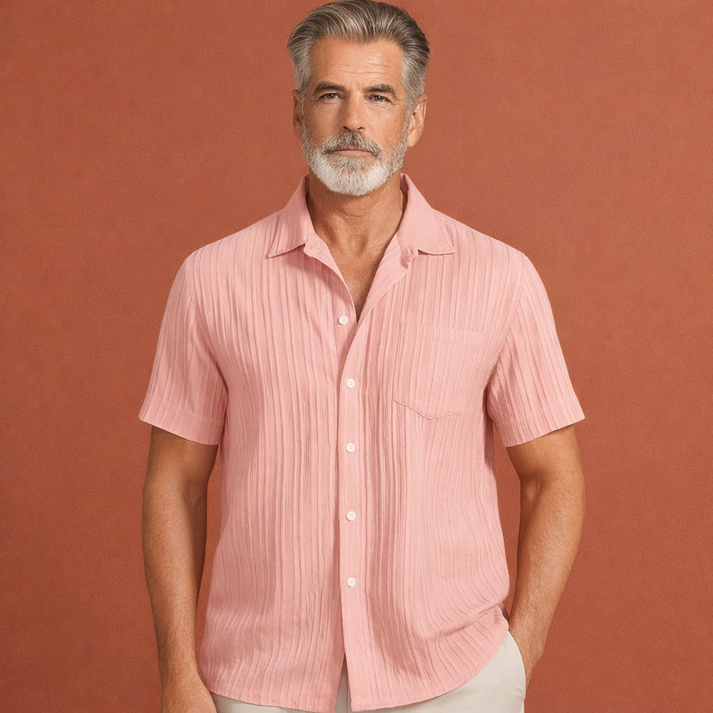 Modern pleated short-sleeve shirt for men | Sebastiaan