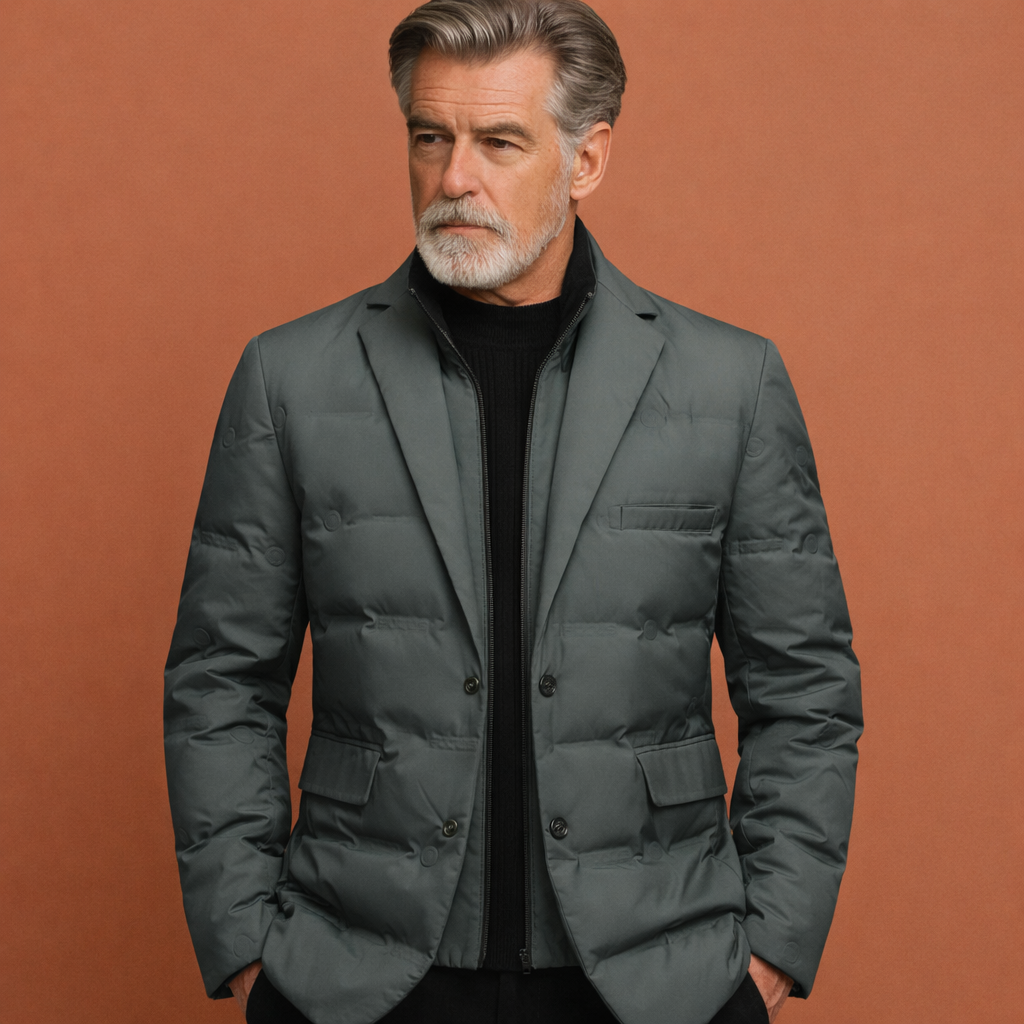 Long parka with turned-down collar and zipper for men | Lammert
