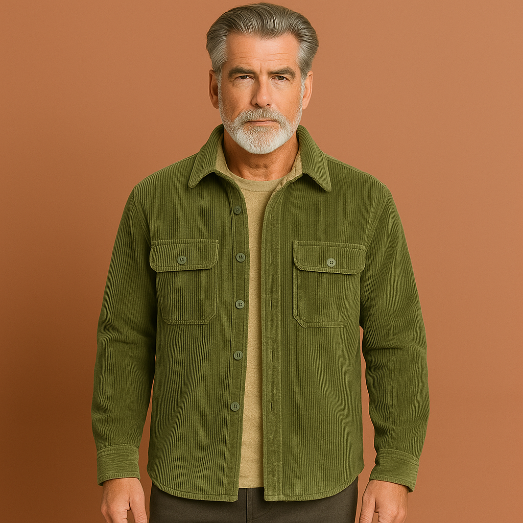 Warm corduroy shirt with fleece lining for men | Cassian