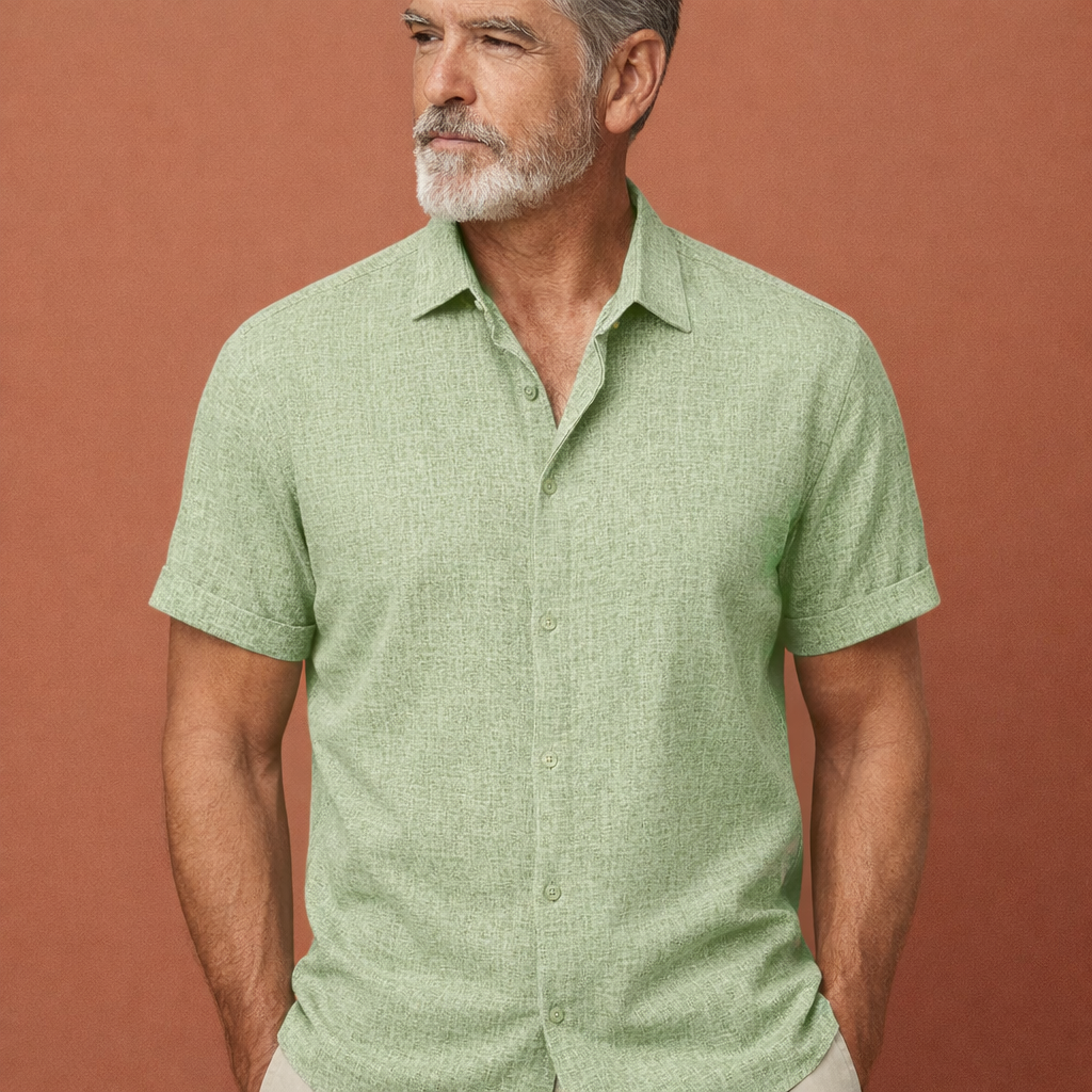 Casual summer shirt with short sleeves and open collar for men | Stefan