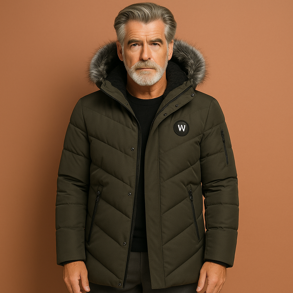 Long stylish winter coat with hood for men | Bram