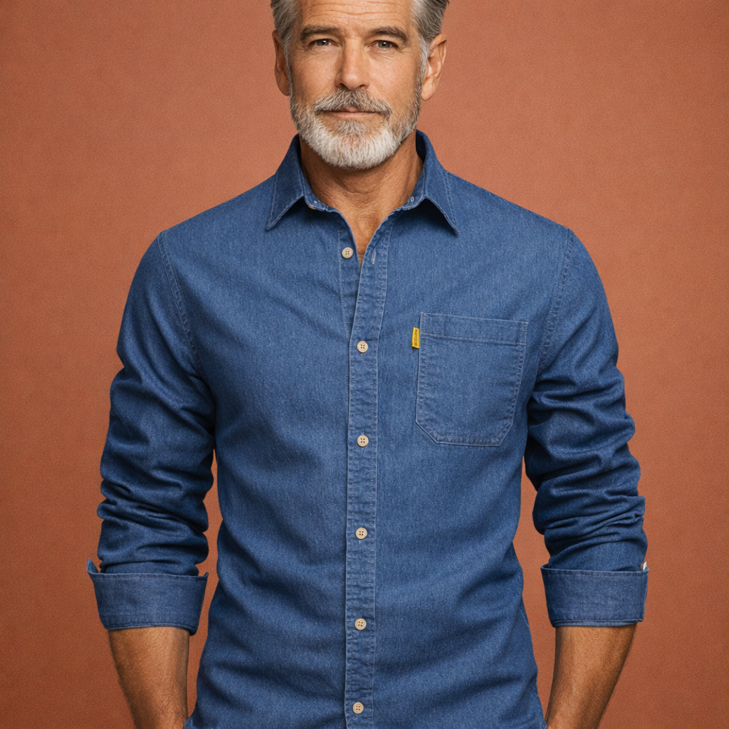 Denim shirt with long sleeves for men | Thijs