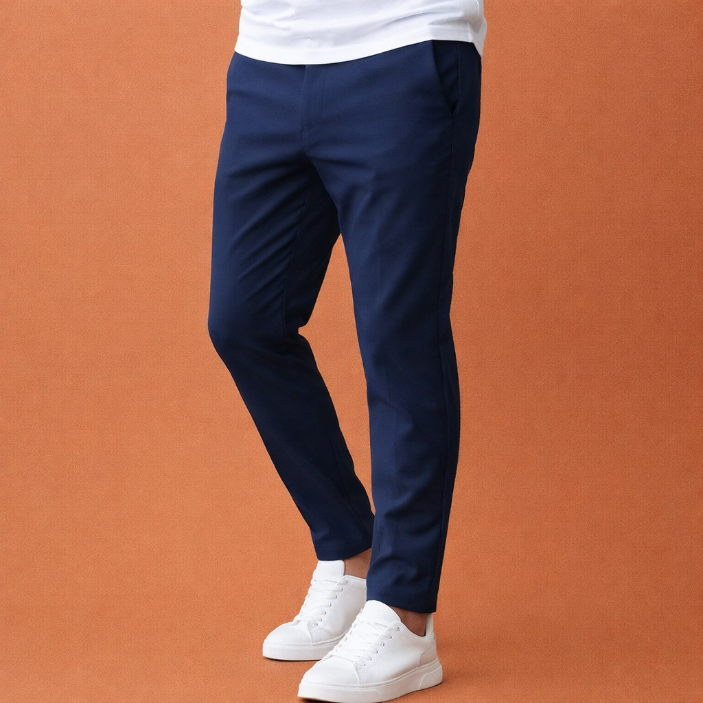 Tapered men's trousers with elastic waistband and drawstring | Gerben