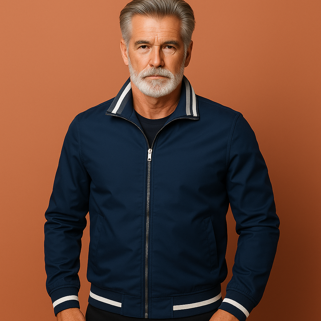 Lightweight transitional jacket with sporty collar for men | Bram