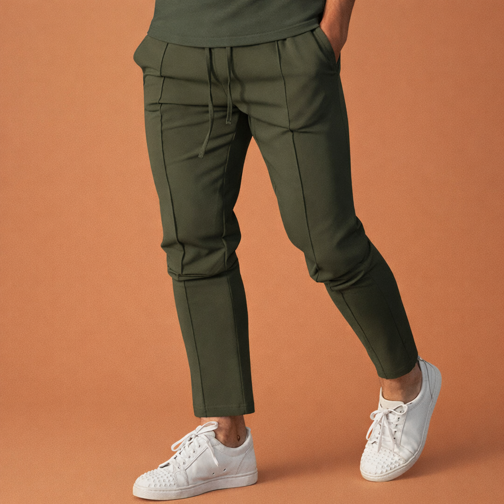 Casual men's pants with elastic waist and straight legs | Martijn