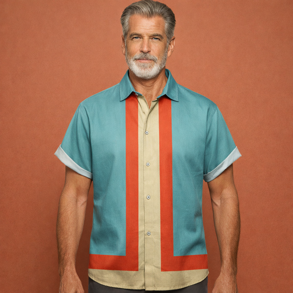 Retro Striped Short Sleeve Shirt for Men | Diederik