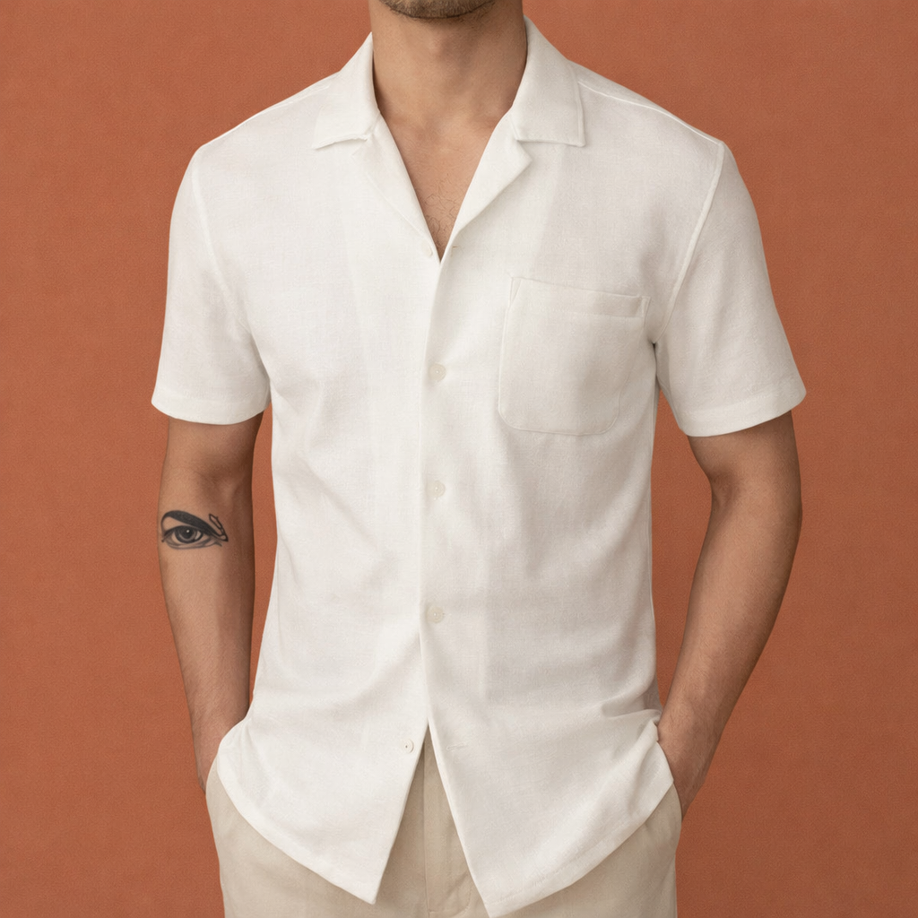 Casual Short Sleeve Shirt for Men with Notched Collar | Otis