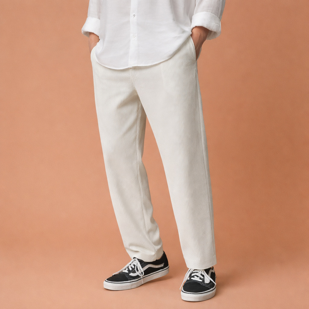 Corduroy Pants with Straight Leg and Elastic Waist for Men | Dorian