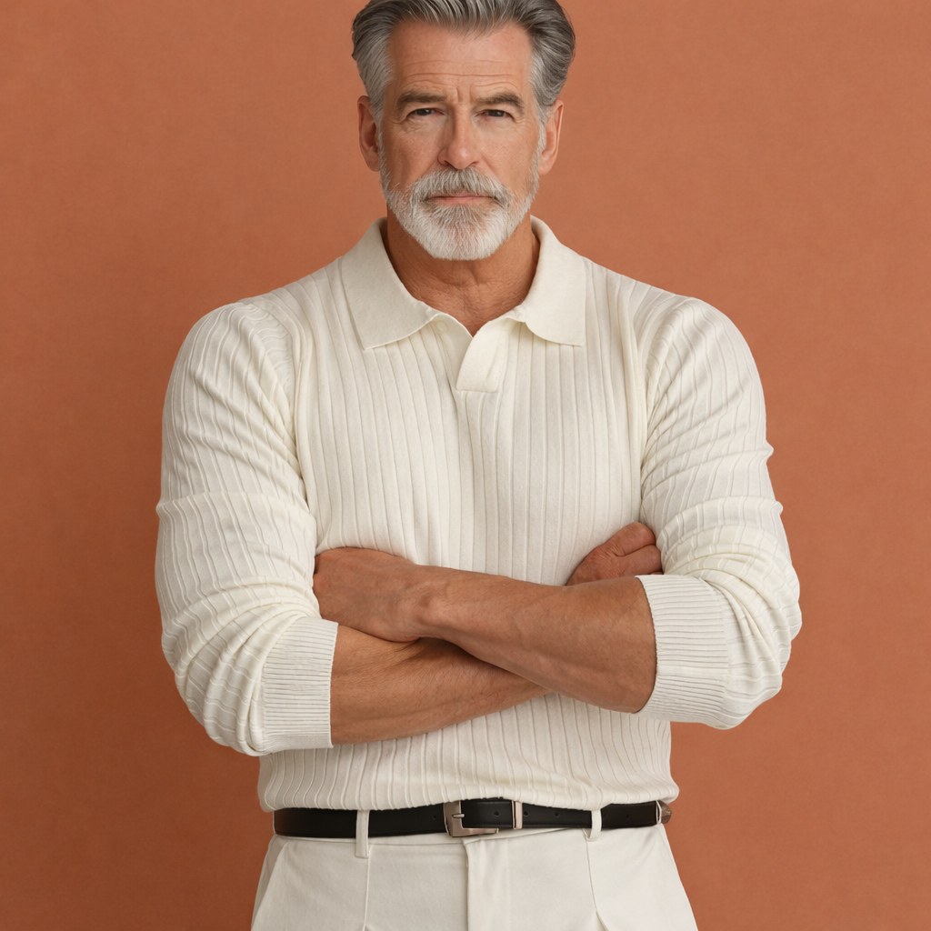 Warm polo sweater with collar for men | Haziel