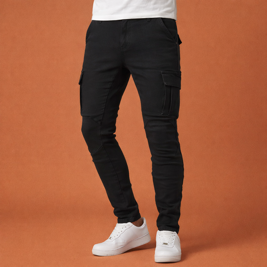 Tapered cargo pants with elastic waist for men | Stijn