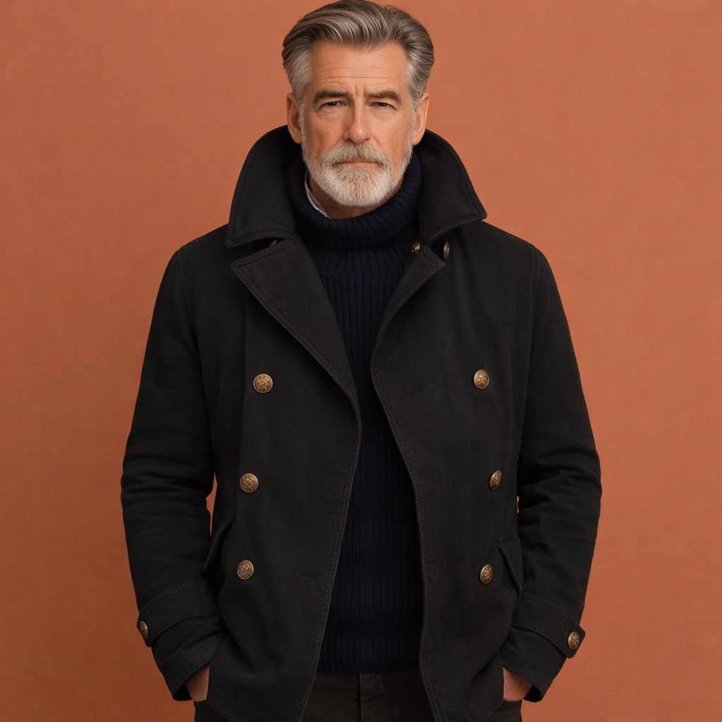 Modern Warm Coat with Buttons for Men | Tyrell