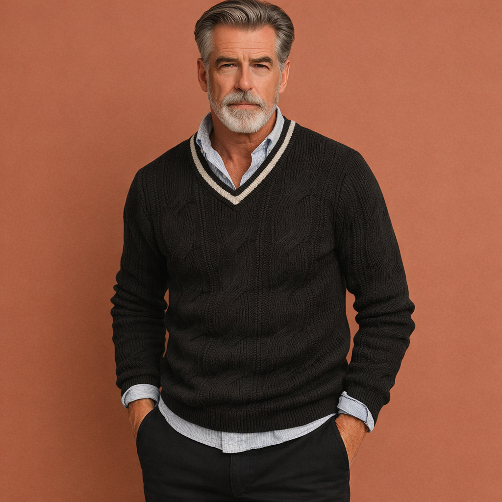 Warm sweater with V-neck for men | Marquel