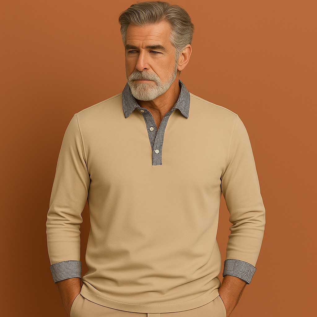 Long Sleeve Polo with Contrasting Details for Men | Diederik