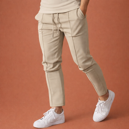 Casual men's pants with elastic waist and straight legs | Martijn