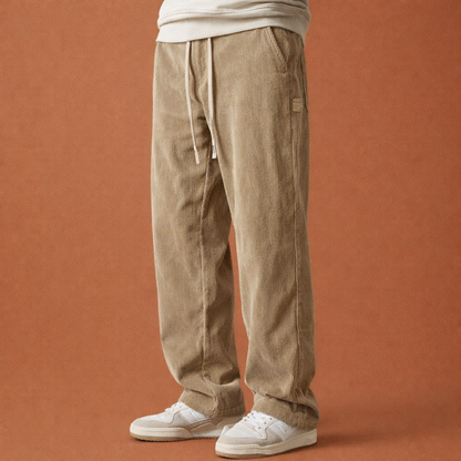 Corduroy wide leg pants with elastic waist for men | Arvid