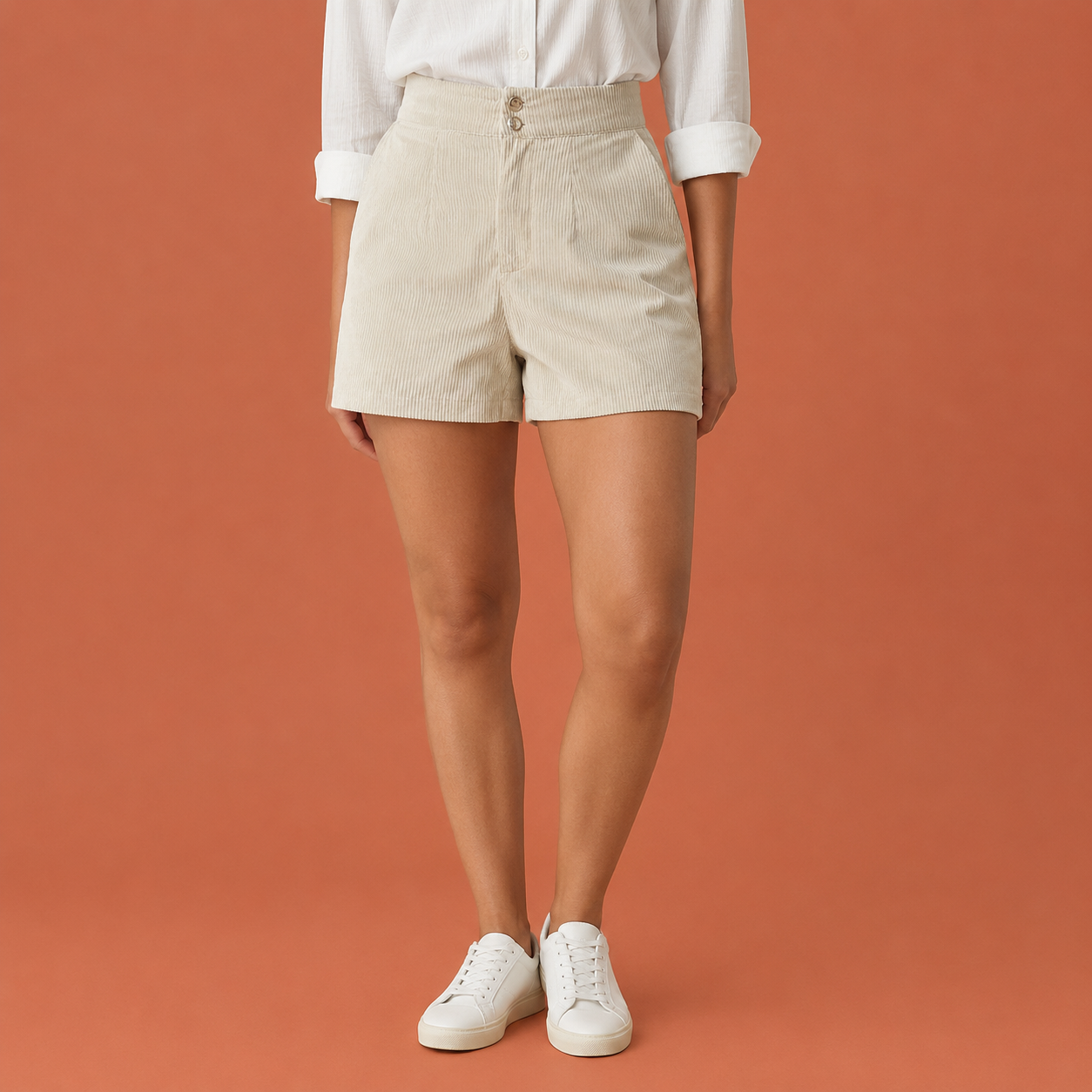 High-waisted herringbone pattern trousers for women | Eveliene
