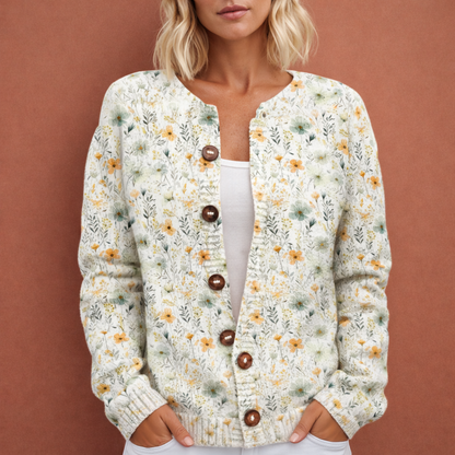 Chic Warm Cardigan with Floral Pattern for Women | Paulien