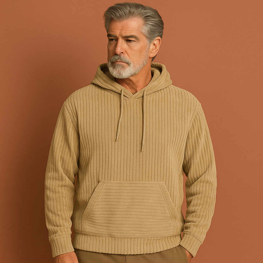 Stylish corduroy hoodie with a relaxed fit for men | Noe