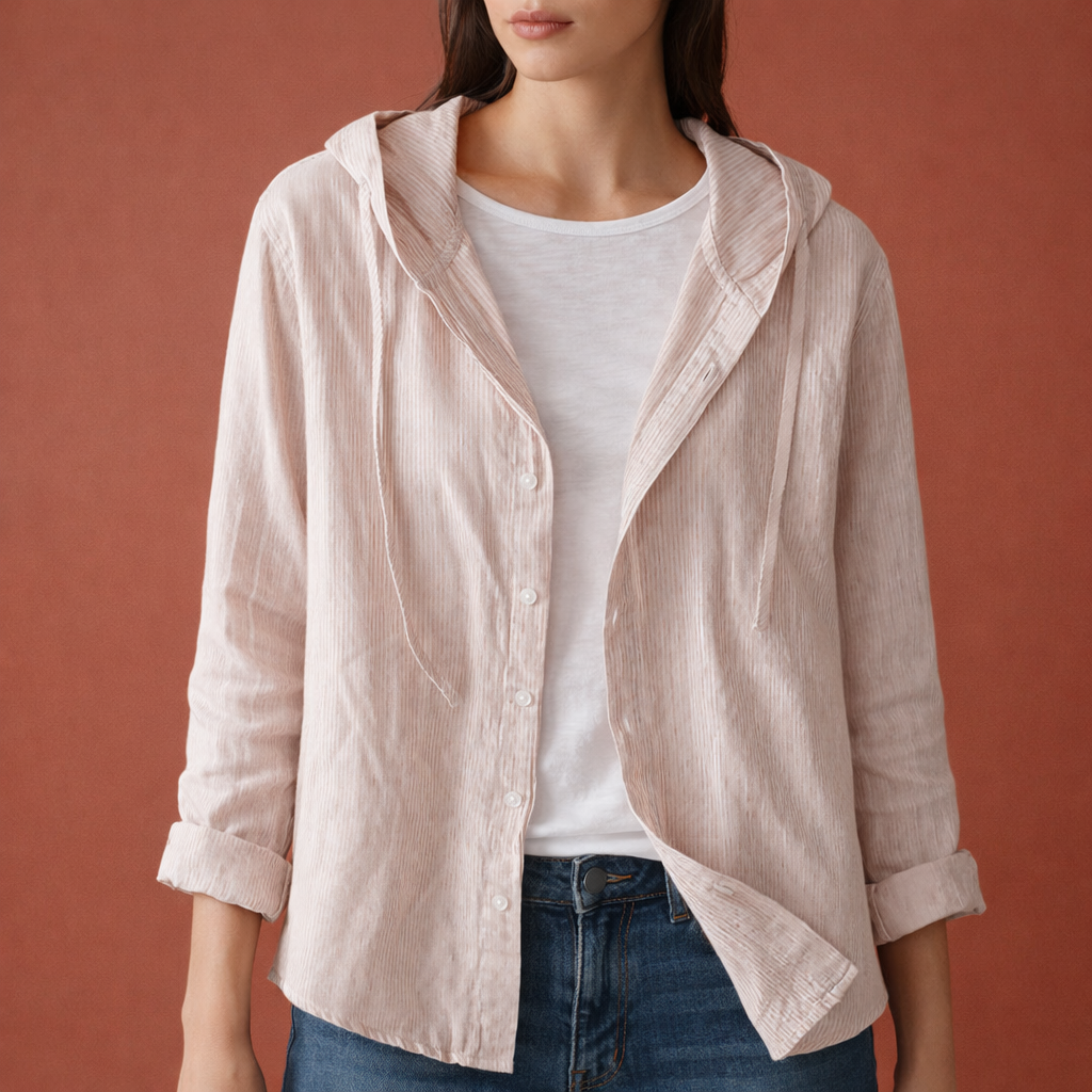 Ladies' blouse with hood and button closure | Marinelle