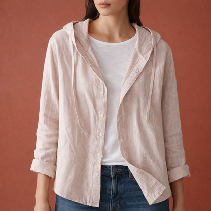 Ladies' blouse with hood and button closure | Marinelle