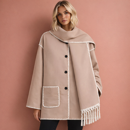 Elegant spacious coat with matching scarf for women | Amilia