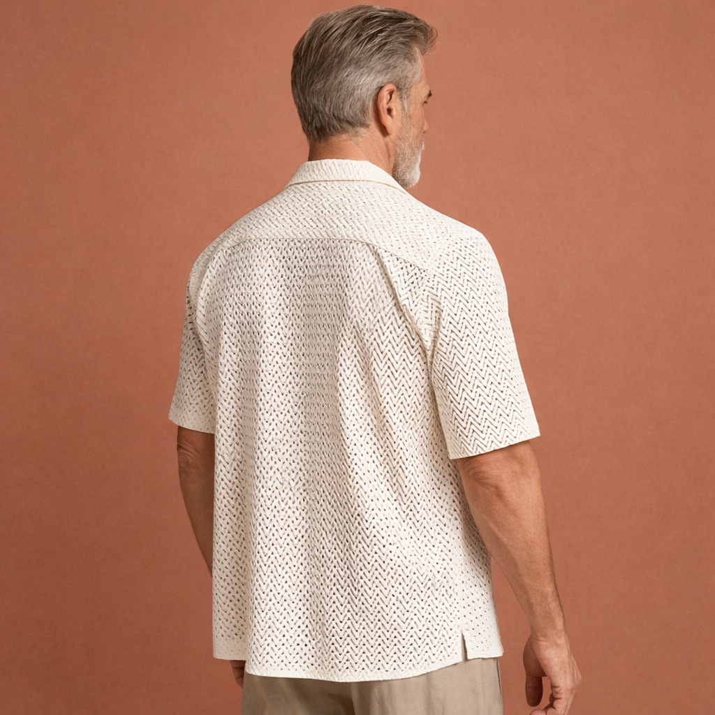 Crocheted Summer Shirt with Lapel Collar for Men | Milan