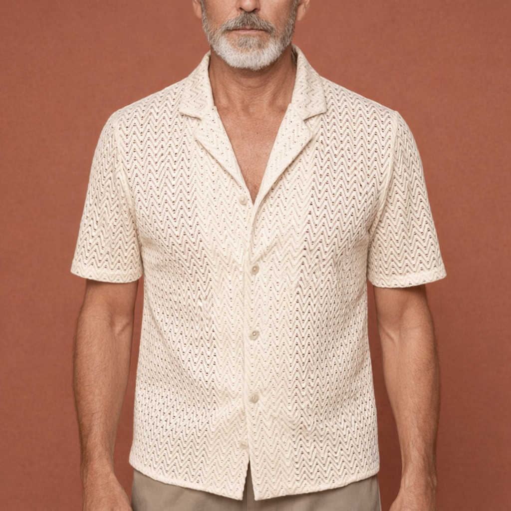 Crocheted Summer Shirt with Lapel Collar for Men | Milan