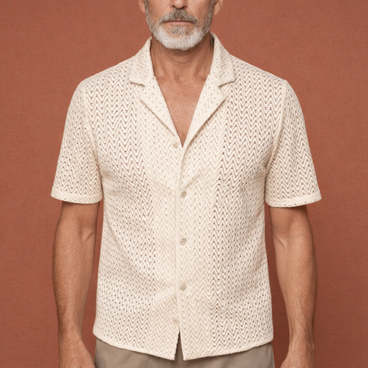 Crocheted Summer Shirt with Lapel Collar for Men | Milan