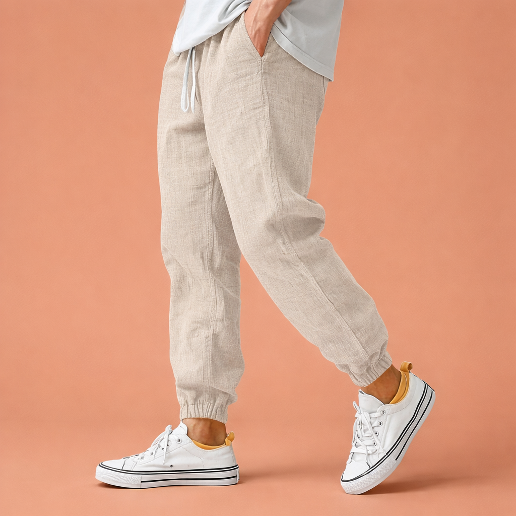 Men's tapered pants with elastic waistband and drawstring for everyday comfort | Gerard