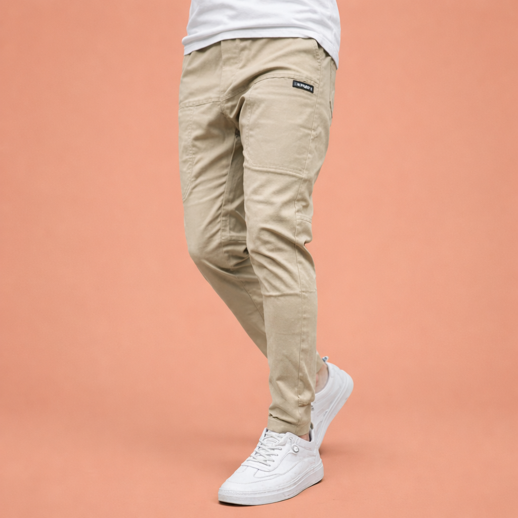 Stretch cargo pants with tapered fit and pockets for men | Ralph