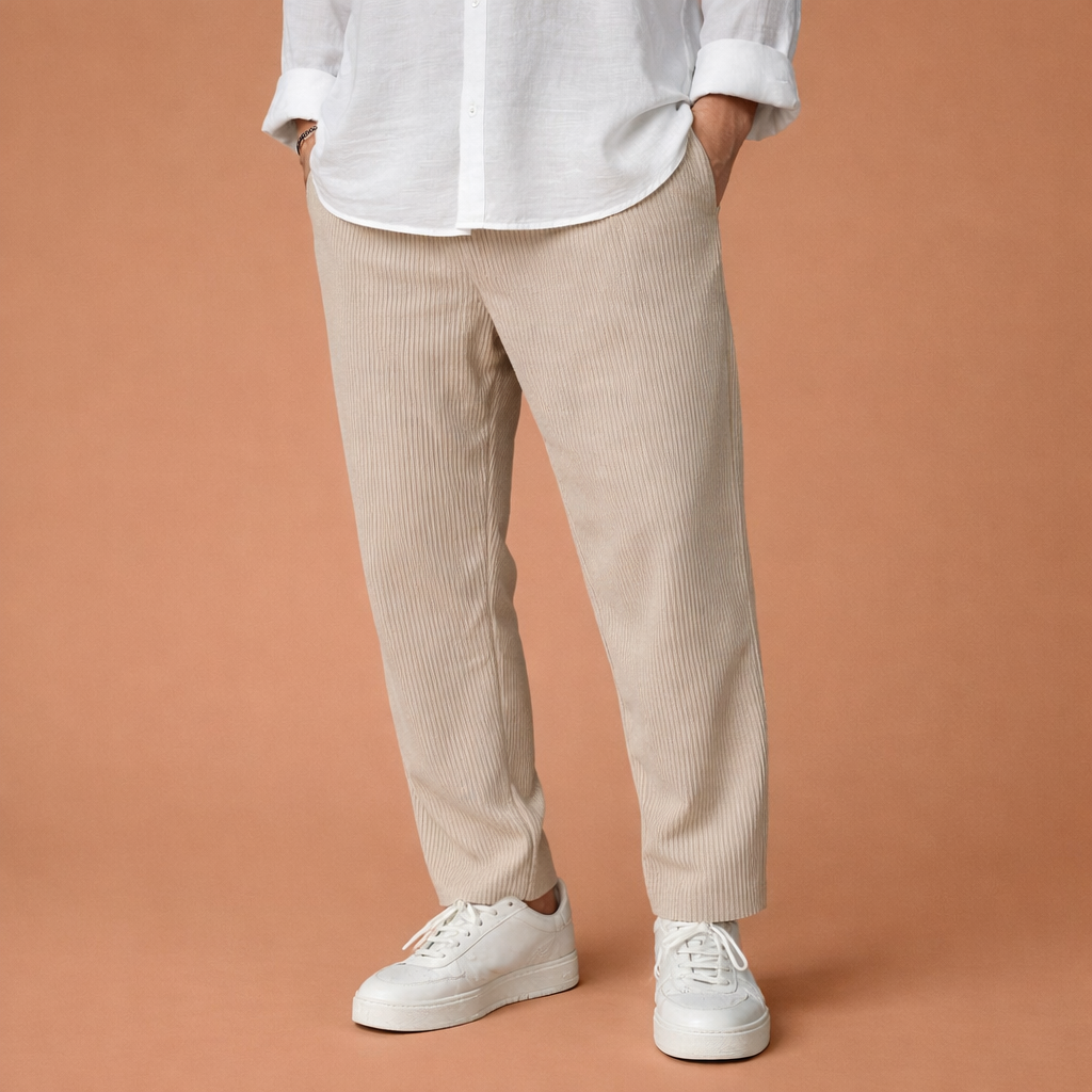 Corduroy Pants with Straight Leg and Elastic Waist for Men | Dorian