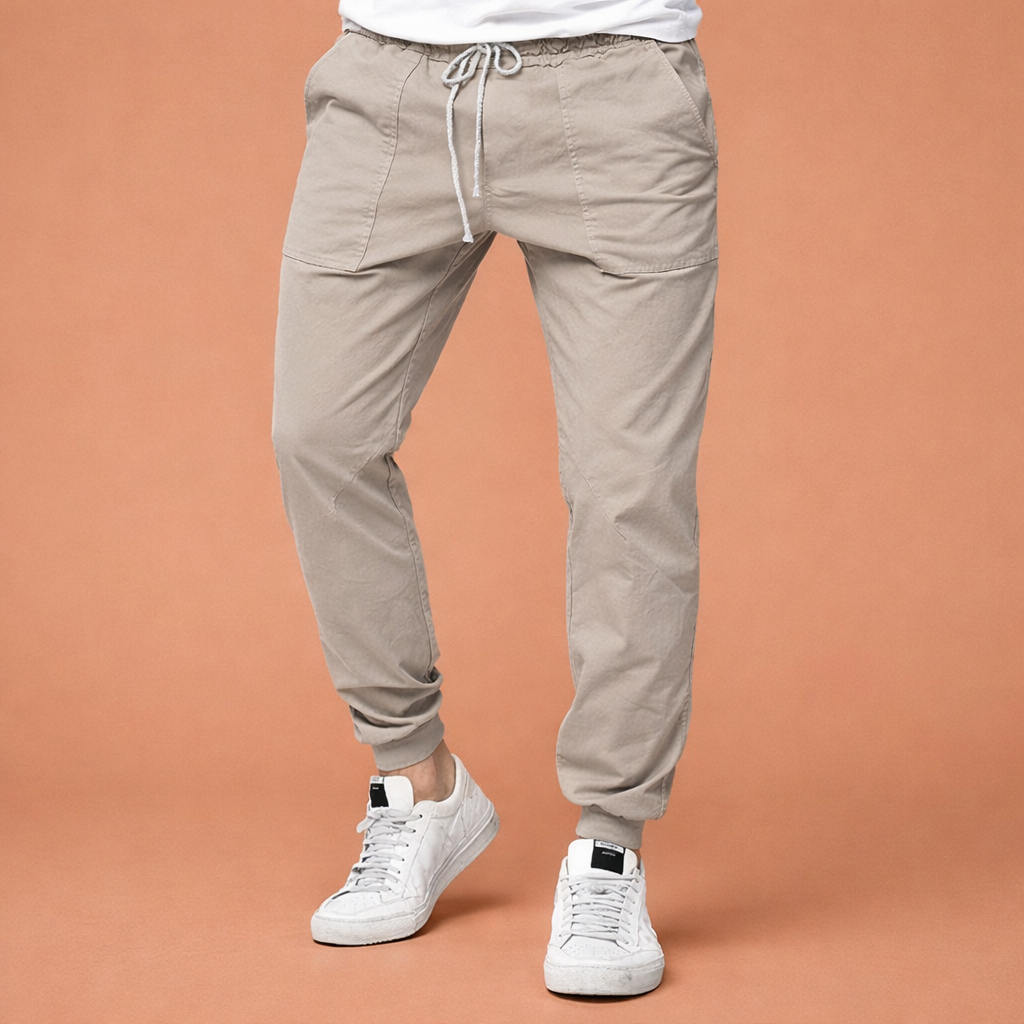 Men's tapered jogger pants with elastic waistband and drawstring | Matteo