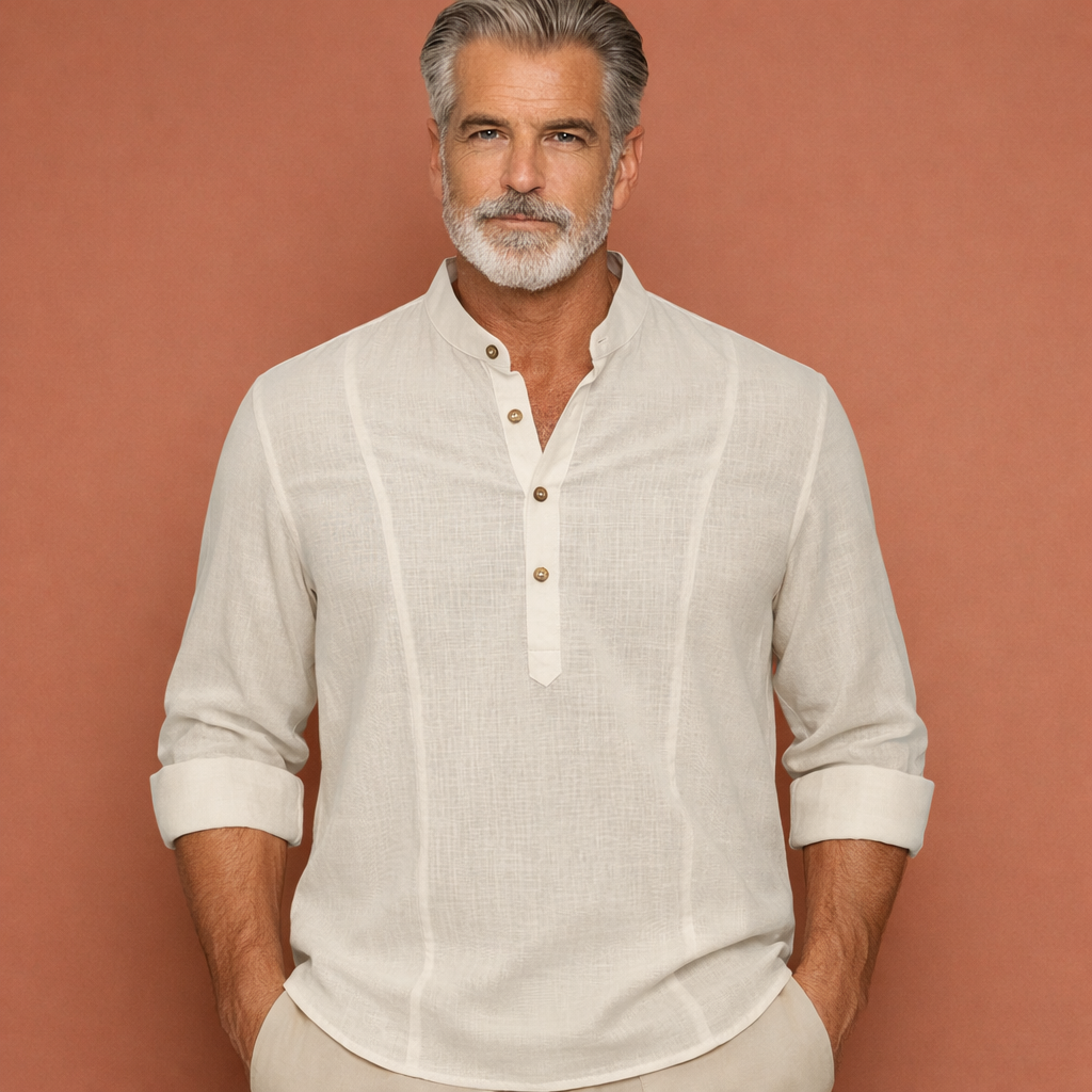 Lightweight long-sleeve shirt with half-button closure for men | Casper