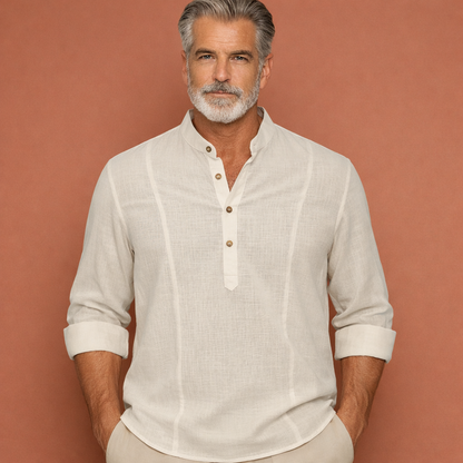Lightweight long-sleeve shirt with half-button closure for men | Casper