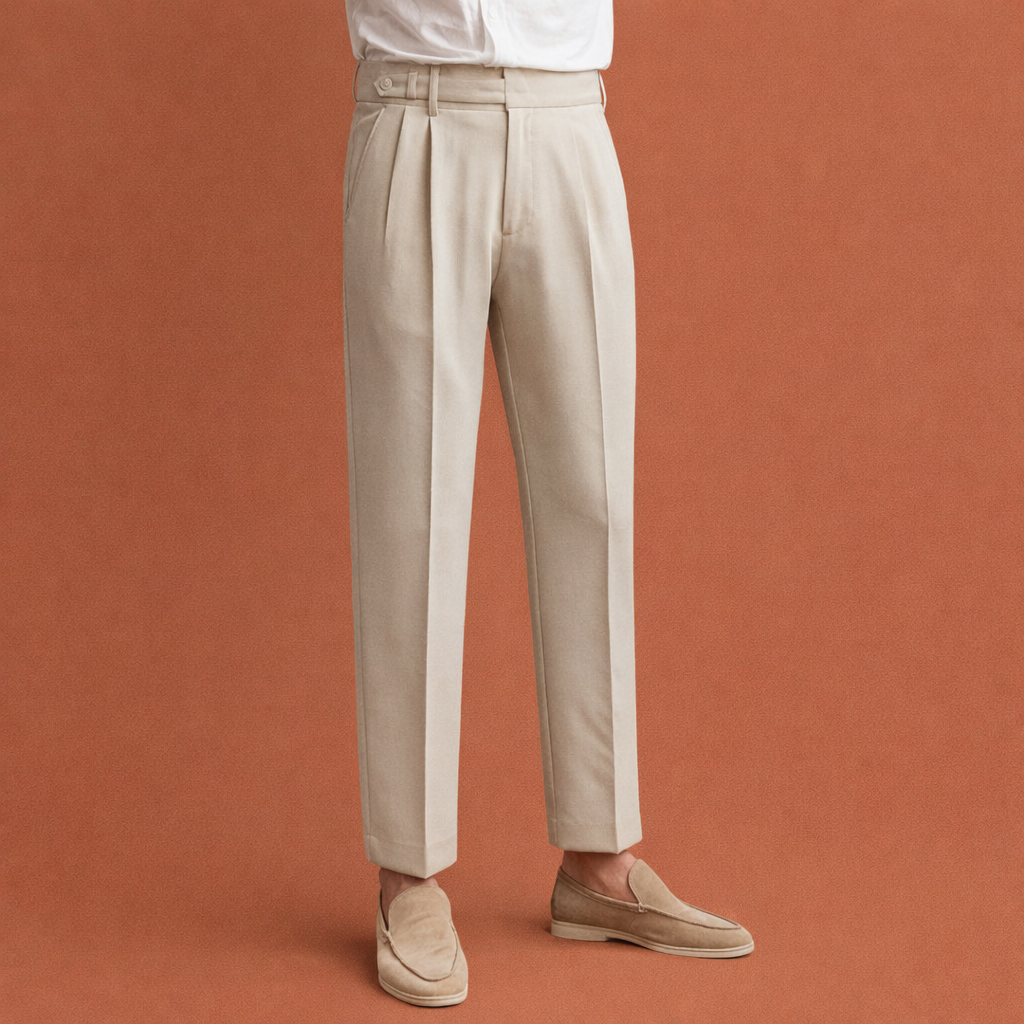 Slim fit men's trousers with pleats and adjustable waist | Roderick