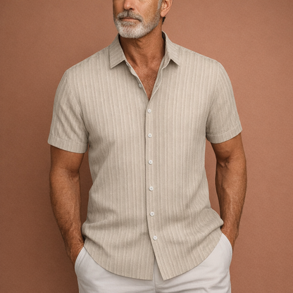 Summer shirt with subtle vertical stripe pattern for men | Daan