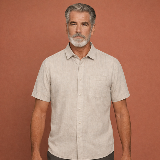 Casual linen summer shirt with short sleeves for men | Tobias