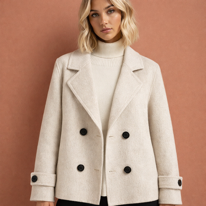 Stylish coat with lapel collar and button closure for women | Saskia