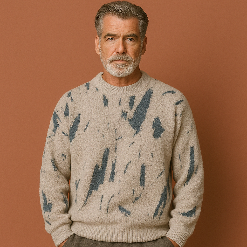 Oversized sweater with abstract pattern for men | Jelle