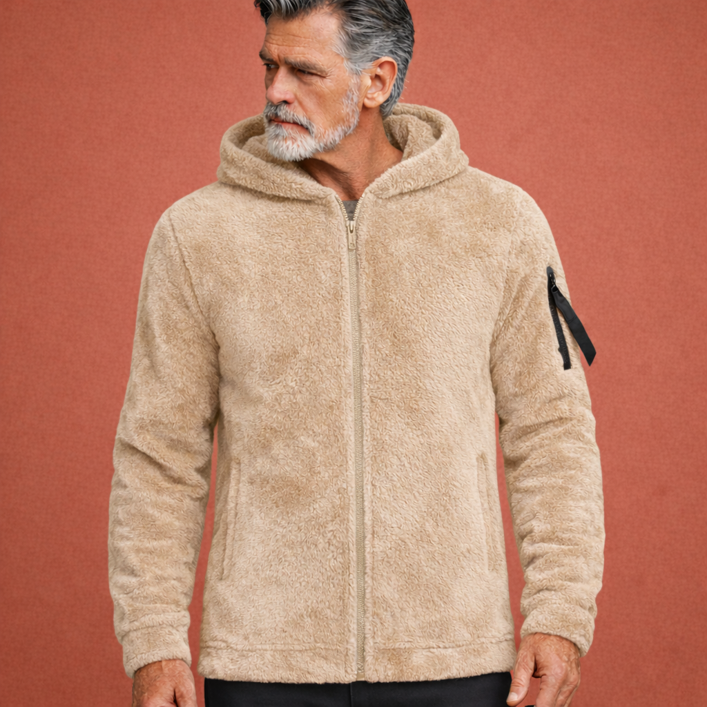 Warm vest with hood and zipper for men | French