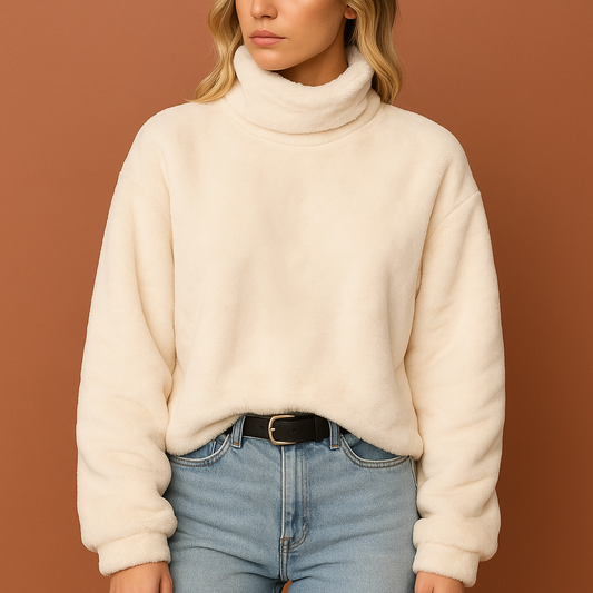 Soft fluffy turtleneck sweater for women | Veerle