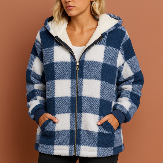 Soft fleece vest with check pattern for women | Marije