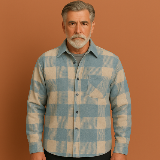 Checked overshirt with button closure for men | Carel