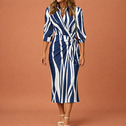 Maxi wrap dress with flattering fit and cheerful print for women | Amelie