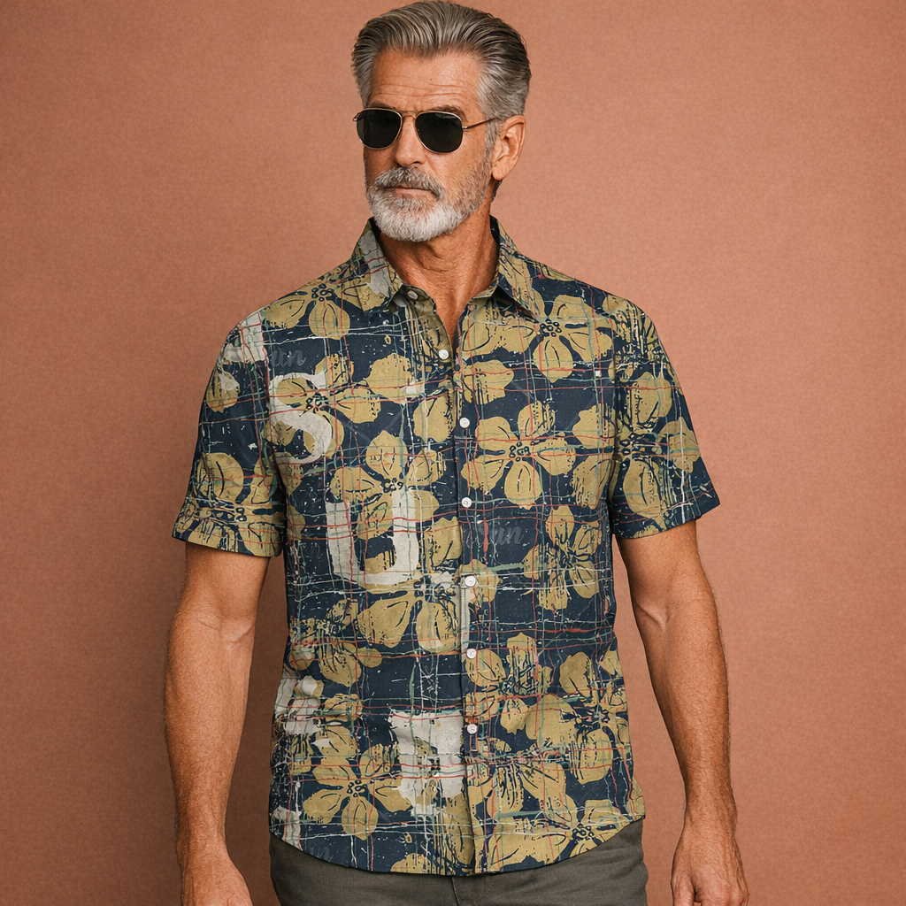 Tropical Floral Print Short Sleeve Shirt for Men | Jurre