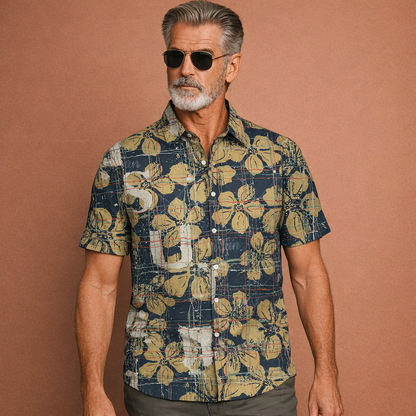 Tropical Floral Print Short Sleeve Shirt for Men | Jurre