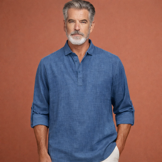 Casual men's Henley shirt with button closure | Tijn